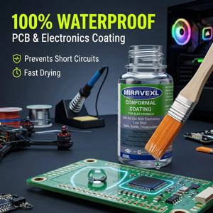 MIRAVEXL 60ml 전자제품용 투명 코팅제(브러시 포함) 방수 액상 전기 테이프 PCB 회로 기판 페인트