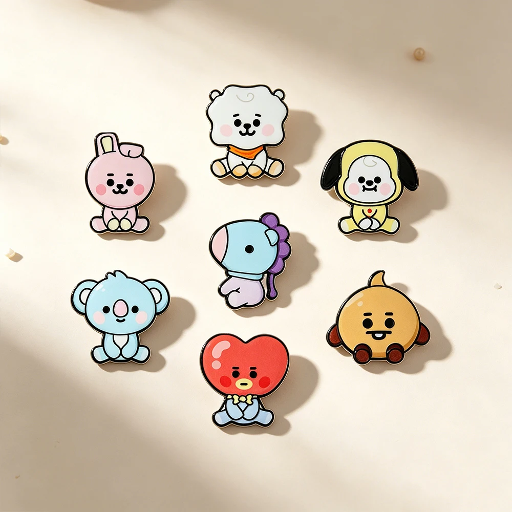 7개 BT21 창의적인 개성 배지 옷 브로치 만화 귀여운 남아 여아 가방 장식