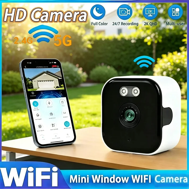 미니 창문 카메라는 실외 카메라를 대체합니다. 2.4/5GHz WiFi 카메라, 3MP 해상도, 창문 카메라를 통해 풀컬러 야간 투시 기능 제공.