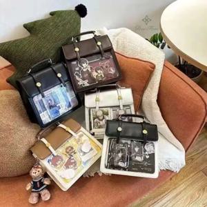 패션 귀여운 Ita 배낭 새로운 JK 어깨 로리타 메신저 Crossbody 가방 소녀 투명 DIY 디스플레이 핸드백 Y2K 미니 배낭