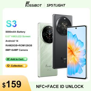 [월드 프리미어] FOSSiBOT S3 PRO 스마트폰 6.67인치 AMOLED 디스플레이 안드로이드 14 최대 20+128GB 모바일 8+64MP CAM NFC 휴대폰