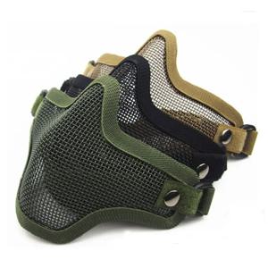 1PC 전술 보호 스트라이크 페인트 볼 메쉬 위장 보호 사냥 Airsoft 강철 금속 메쉬 반 얼굴 마스크