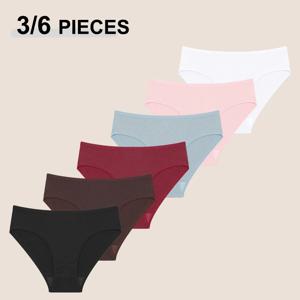 3/6PCS 코튼 팬티 여성용 브리프 자카드 디자인 여성용 코튼 팬티 섹시 여성 속옷 단색 이너웨어