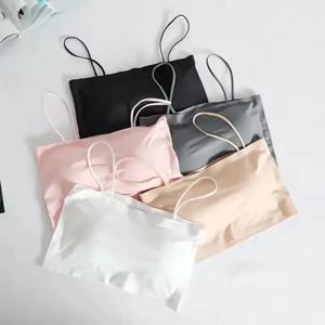 여성용 이음매 없는 튜브 탑 캐미솔 브라, 뷰티 백이 있는 패딩 처리된 무선 크롭 탑 속옷, 편안하고 부드러움