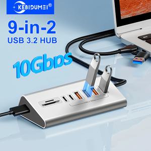 10Gbps USB 3.2 도킹 스테이션 USB 허브 타입 C 스플리터 카드 리더 알루미늄 합금 멀티 8/9 포트 스위치 PC 노트북용