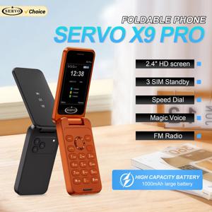 NEW SERVO X9 PRO 플립 휴대폰 3 SIM 대기 블랙리스트 마법의 목소리 스피드 다이얼 MP4 플레이어 FM 라디오 2G GSM 폴더블 휴대폰