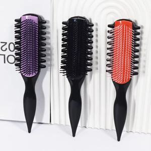멀티 톱니 9열 나일론 빗, 컬링 빗, 나일론 브리슬, 정전기 방지 및 내열성, 실제 모발 가발용 특수 빗