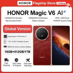 2026 새로운 HONOR Magic V6 글로벌 버전 5G 스마트폰 스냅드래곤 8 엘리트 5세대 120Hz 폴더블 OLED 스크린 6660mAh 80W 슈퍼차지