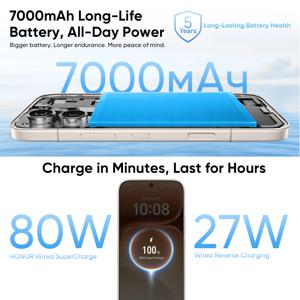 글로벌 버전 HONOR 600 5G 스마트폰, 7000mAh 배터리, 80W 초고속 충전, 200MP 메인 카메라, 6.57인치 AMOLED 디스플레이, MagicOS 10, 스냅드래곤 7 Gen 4, NFC 지원