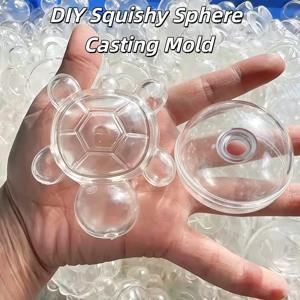 투명 TPR 거북이 원형 모양 빈 스퀴시 스킨 몰드 탄성 DIY 스퀴시 볼 리바운드 캐스팅 도구 스퀴즈 토이 수제 장난감
