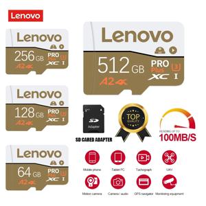 레노버 마이크로 SD 카드 32GB/64GB/128GB/256GB 마이크로 TF SD 메모리 카드 UHS-I U3 A2 클래스 10 고프로 DJI 스마트폰용 고속 전송
