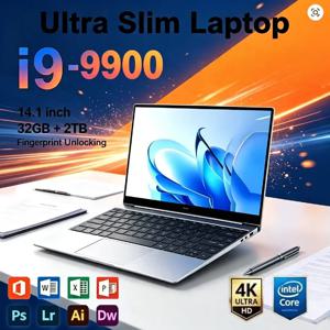 인텔 코어 I9 9900 14.1인치 게이밍 노트북 32GB RAM 2TB SSD 1920x1080 8코어 16스레드 5GHz 울트라 슬림 노트북 오피스 홈 프로 맥스 속도