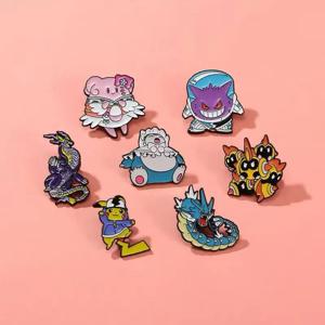 7개 세트 포켓몬 라펠 핀 피카츄 스노락스 갸라도스 겐가 메탈 합금 배지 패션 주얼리 할로윈 선물