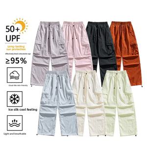 여성용 경량 자외선 차단 속건 UPF50+ 여름 드로스트링 캐주얼 조거 팬츠 클래식 운동복 짐 러닝 스포츠 팬츠