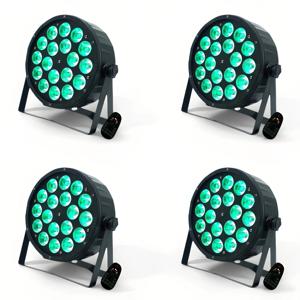 4개 LED 파라이트 18X18W RGBWA+UV 리모컨 디스코 조명 플랫 파라이트 가족 생일 파티 극장 웨딩 KTV 바