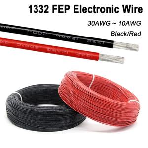 5m/10m 블랙 레드 1332 PTFE 와이어 FEP 절연 30 28 26 24 22 20 18 16 14 13 12 11 10AWG 고온 주석 도금 구리 케이블