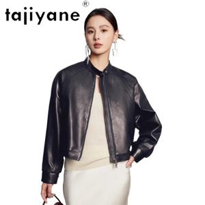 TAJIYANE Vegetable-Tanned Sheepskin 정품 가죽 자켓 여성 짧은 바이커 자켓 캐주얼 스탠드 칼라 코트 2026 여성 의류