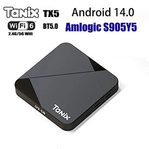 Tanix TX5 안드로이드 14 TV 박스 쿼드 코어 Amlogic S905Y5 2.4G 5G 와이파이 BT 4K HDR 3D 미디어 플레이어