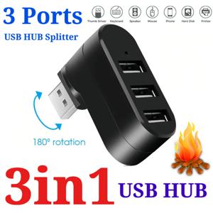 3 in 1 USB 허브 180 °   회전식 USB 2.0 허브 3포트 다중 USB 분배기 확장기 컴퓨터 노트북 맥북 U 디스크 데이터 전송용