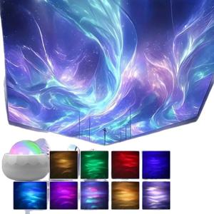 360 °   회전식 LED 오로라 프로젝터, 7가지 RGB 모드, USB 스타 나이트 라이트, 룸 홈시어터 장식용 리모컨