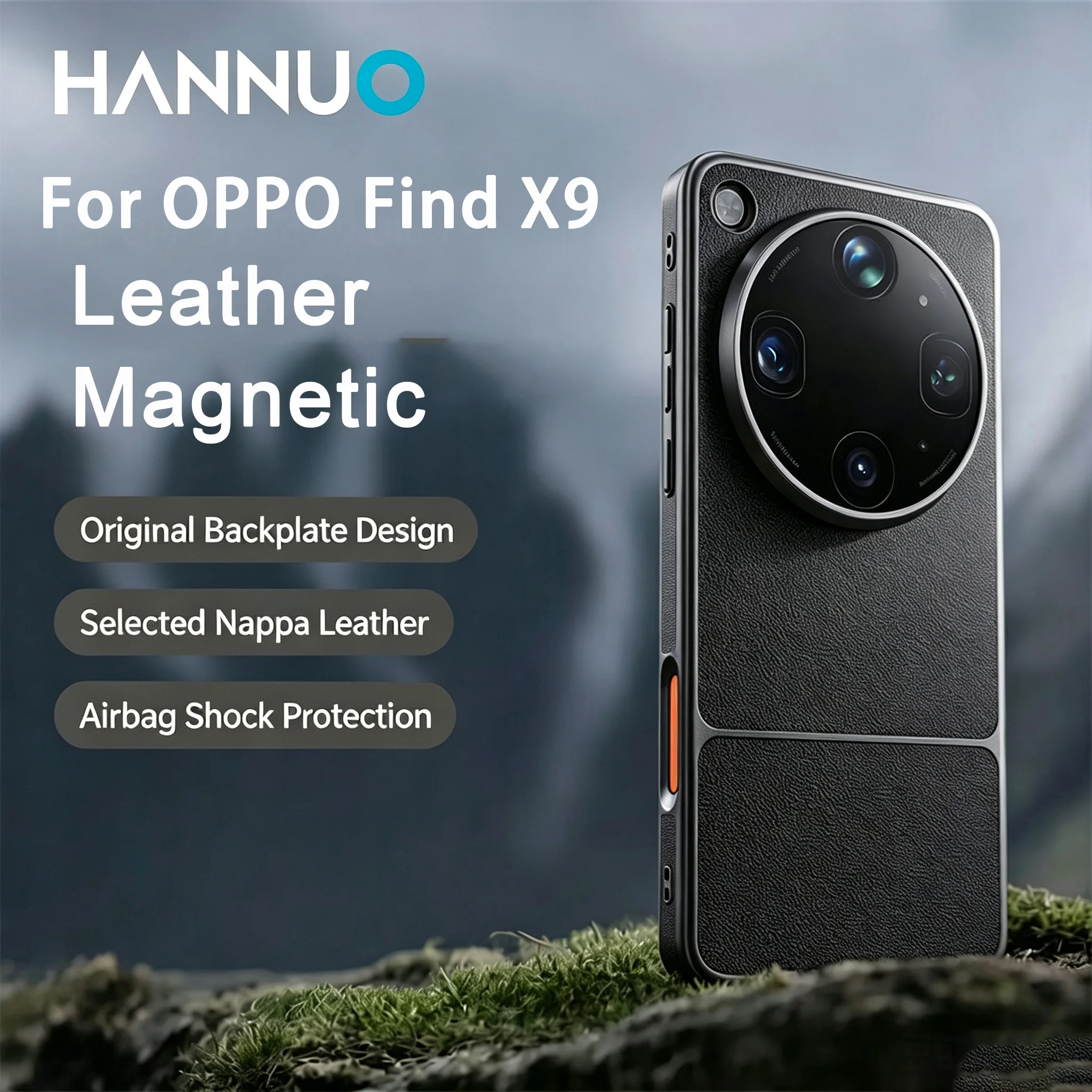 HANNUO OPPO 용 자기 보호 케이스 X9 울트라 케이스 찾기 가죽 전기 도금 커버 쉘 방진 전화 케이스 용 자기 케이스