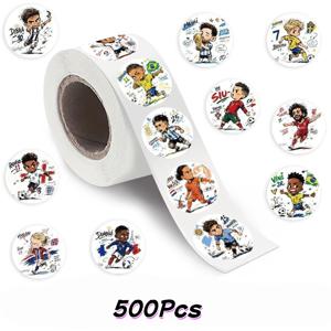 500Pcs/Roll 만화 축구 스타 스티커 학교 보상 스티커를위한 축구 데칼 선물용 장식 격려 스티커