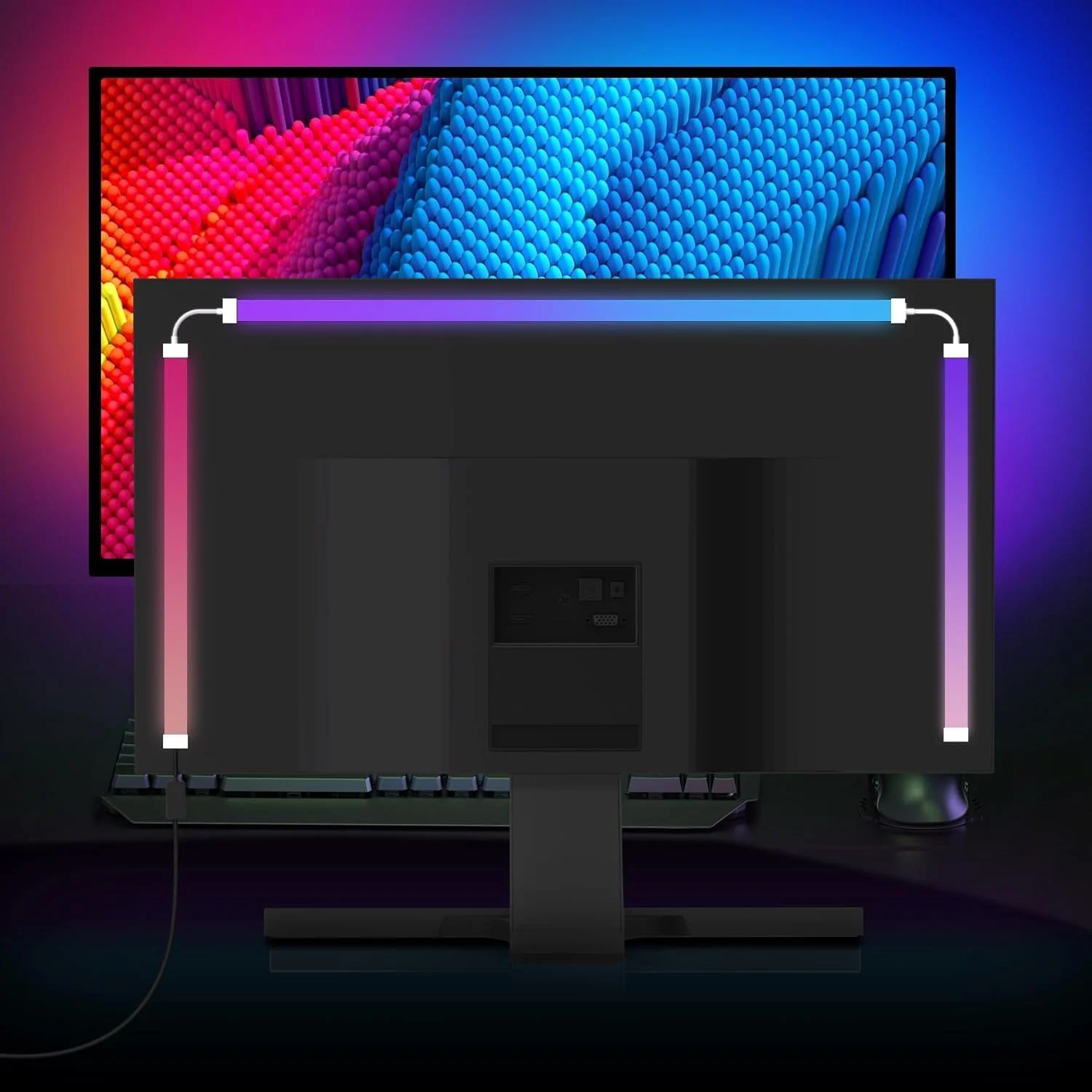 스마트 주변 PC 디스플레이 동기화 컴퓨터 모니터 백라이트 LED 스트립 라이트 RGB 컬러 DIY 게임 휴일 분위기 장식 램프