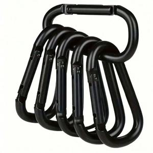 6Pcs-10PCS 블랙 알루미늄 카라비너 ​​클립 야외 캠핑 하이킹을위한 D-링 스프링 게이트 키 체인 후크