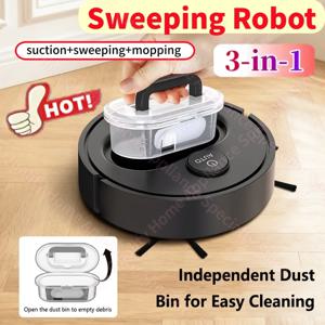 레노버 3-in-1 스마트 로봇 청소기, 쓸기 및 물걸레 청소 기능, USB 충전, 미니 사이즈, 가정용 청소 도구, 반려동물 털 제거에 적합