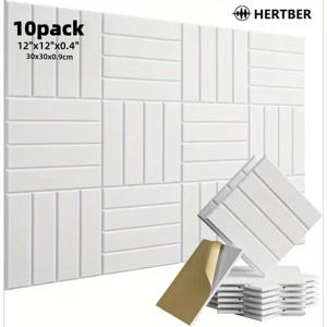 10개입 자가 접착식 12x12인치 펠트 흡음 패널, 스튜디오 및 사무실용 소음 및 에코 감소용 흡음 벽 타일