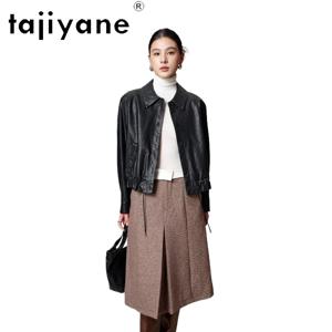 TAJIYANE 초박형 베지터블 태닝 양가죽 숏 코트 여성 루즈 라펠 코트 정품 가죽 자켓 여성 의류 2026 자켓