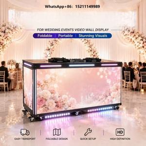 접이식 DJ 부스 LED 스크린 대여 디스플레이 - 이벤트, 웨딩 무대 비디오 월용, IP65 방수, 5000cd 밝기, 내장형