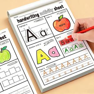 26개의 영어 알파벳 A-Z 따라쓰기 및 쓰기 연습 책, 32페이지짜리 따라쓰기 및 펜 컨트롤 훈련 책, 흥미로운 그림, 조기 교육 계몽 학습서, 쓰기 학습을 배우는 어린이에게 적합, 가정 및 유치원 학습 보조 가이드