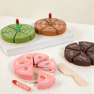 아기 놀이 주방 음식 장난감 나무 생일 케이크 자르기 장난감 아기 몬테소리 교육용 유아 장난감 어린이 선물