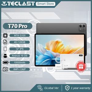 TECLAST T70 Pro 14인치 2.2K 안드로이드 16 제미니 AI 태블릿 헬리오 G100 48GB(8+40GB 확장)+128GB 듀얼 4G 10000mAh 18W PD 블루투스 5.2 GPS