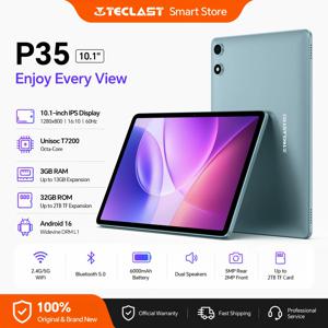 Teclast P35 안드로이드 16 태블릿 Gemini AI Unisoc T7200 옥타코어 10.1인치 IPS 1280x800 16GB RAM(3GB+13GB 확장) 32GB ROM 6000mAh
