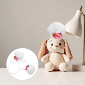2개입 미니어처 셰프 모자 작은 인형용 요리사 모자, 10-15cm에 맞는 탄성 밴드, 창의적인 놀이 주방 테마 드레스업
