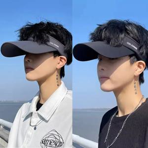 남성 여성을위한 여름 얼음 실크 태양 모자 긴 챙 UV 보호 바이저 빈 탑 야구 모자 스포츠 야외 선 스크린 액세서리