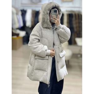 밍크 퍼 푸퍼 재킷 크롭 캐시미어 밍크 구스 다운 코트 리얼 퍼 후드 푸퍼 럭셔리 웜