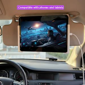 유니버설 선 바이저 태블릿 마운트 자동차 전화 홀더 플라스틱 클립 스탠드 접이식 스크린 iPad GPS 네비게이션 브래킷 부품 세트