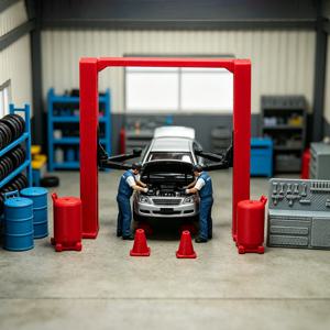 미니어처 자동차 수리점 장비 모형, 1:64 스케일 실제와 같은 자동차 모형 장면 장식 액세서리