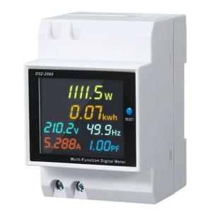 6IN1 DIN 레일 AC 전기 에너지 미터 110V 220V 380V 100A 전압 전류 역률 KWH 주파수 모니터 (전기 시스템용)