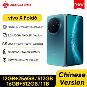 중국어 버전 VIVO X Fold6 5G 폴더블 스마트폰 8.02인치 120Hz AMOLED 디스플레이 미디어텍 디멘시티 9500 슈퍼 200MP 카메라 NFC