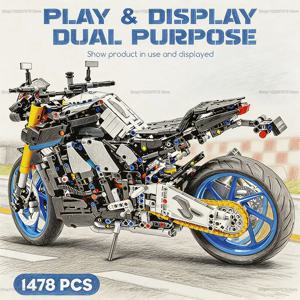 1478PCS 테크니컬 레이싱 오토바이 빌딩 블록 모델 키트 DIY 조립 오토바이 조립 장난감 어린이와 성인을 위한 선물