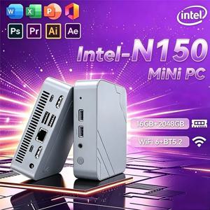 미니 PC 인텔 N150 윈도우 11 프로 휴대용 게이밍 PC 16GB 램 1TB 2TB SSD 미니 PC 컴퓨터 사무용 게이머용 Wifi6 BT5.2 데스크탑