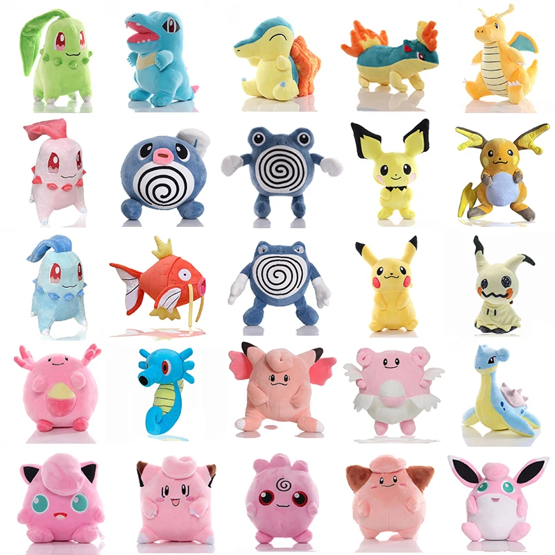 20cm 아민 포켓몬 Cyndaquil Quilava Totodile 플러시 장난감 귀여운 Poliwag Chikorita 인형 만화 Clefairy Blissey 플러시 어린이 선물