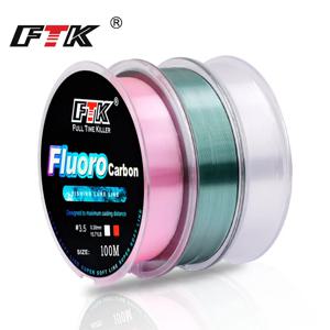 FTK 100M 플루오로카본 코팅 낚시줄 4.13LB-34.32LB 탄소 섬유 모노필라멘트 리더 라인 잉어 낚시 싱킹 라인