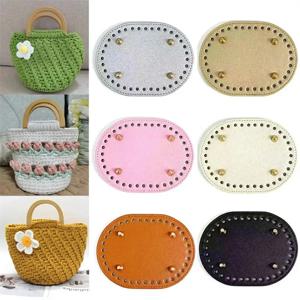 14.5x11cm 타원형 바닥 니트 가방 PU 가죽 가방 바닥 구멍 있는 수제 바닥 DIY 크로셰 가방 바닥 액세서리