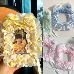 귀여운 고양이 귀 카드 슬리브 유명 애니메이션 수집용 소형 카드 보호기 이타백 DIY 액세서리 Y2K 달콤한 레이스 리본 카드 홀더