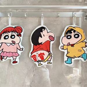 카와이 크레용 신짱 만화 귀여운 핸드 타올 물 흡수성 산호 양털 주방 속건성 샤워룸 용품